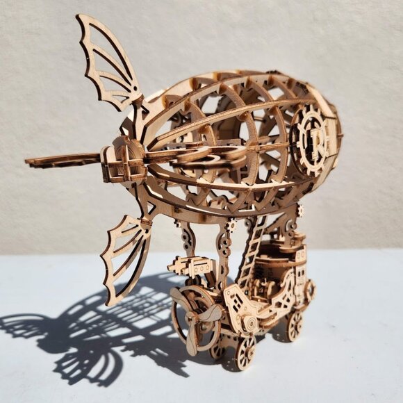 Wooden Airship Hot Air Balloon Model Bookshelf Desk Decor Steampunk Retro Steam - Picture 10 of 16